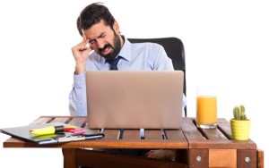 frustrated businessman in his office